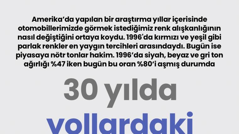 30 yılda yollardaki renkler soldu