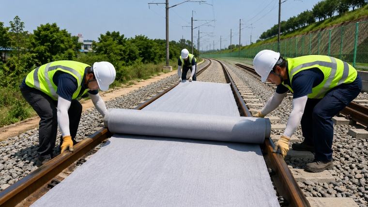 Tren raylarının üzerine kumaş sermeye başladılar