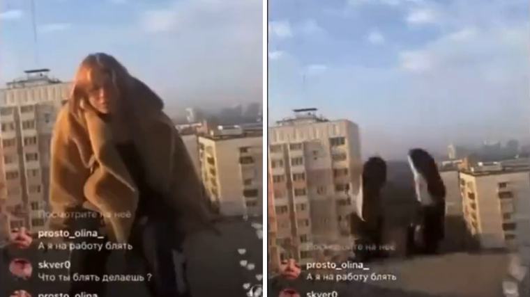 Genç kadın canlı yayında kendisini boşluğa bıraktı
